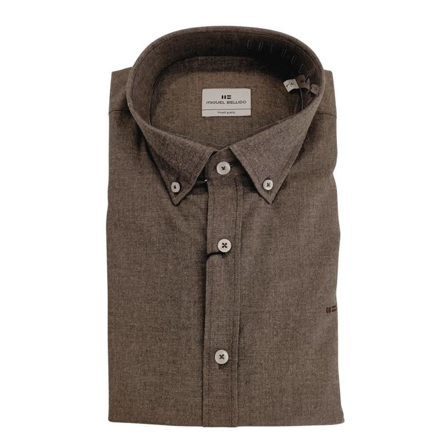 Foto de Camisa sport slim fit franela visón