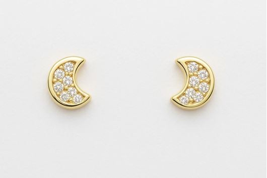 Foto de Pendientes de bebé Lunas en oro amarillo 18kt y circonitas blancas