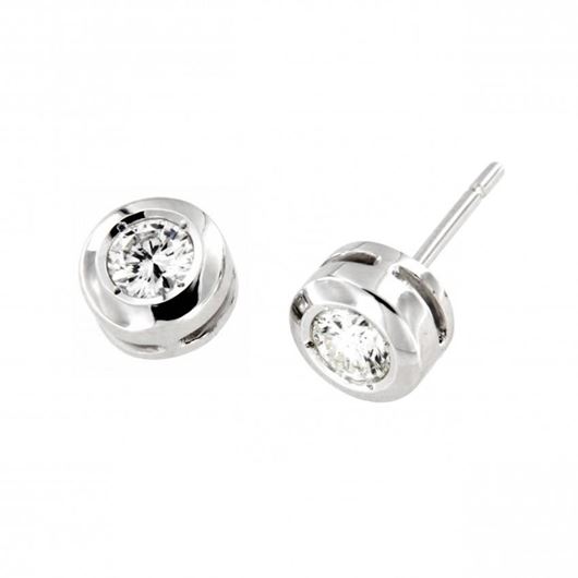 Foto de Pendientes de bebé chatones 4mm de circonitas en oro blanco 18kt