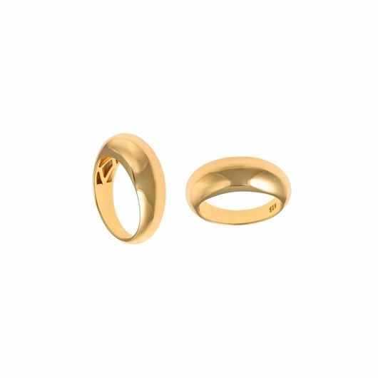 Foto de Anillo de plata con baño oro redondo liso