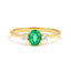 Picture of Sortija Trilogy de oro amarillo 18kt y circonitas blancas y circonita verde esmeralda