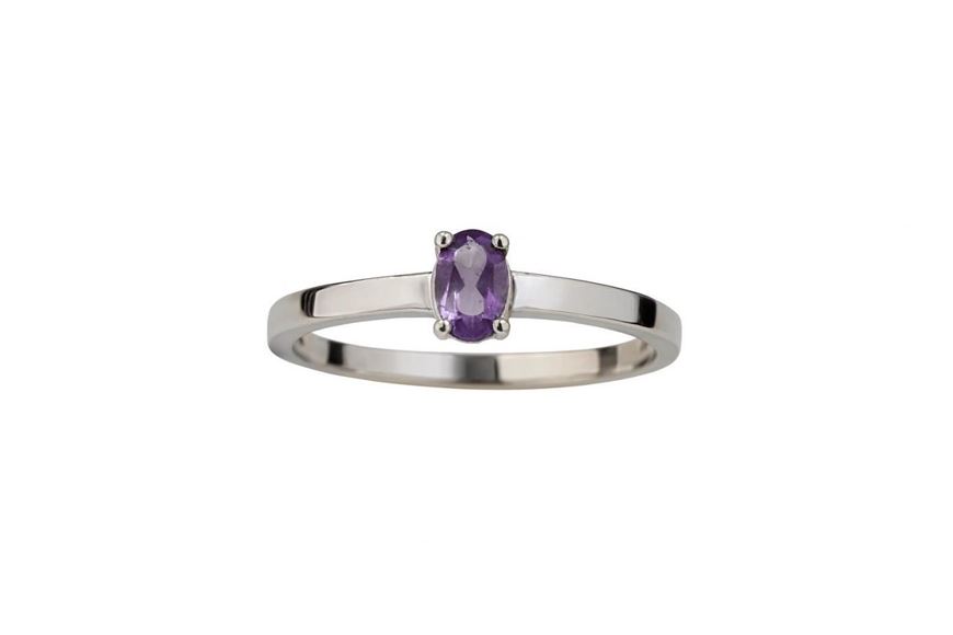 Picture of Anillo de oro blanco 18kt y circonita color amatista en talla oval