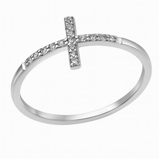 Foto de Anillo de oro blanco 18kt y circonitas blancas