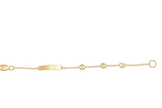 Foto de Pulsera esclava de bebé oro amarillo 18kt con placa y eslabones calabrote