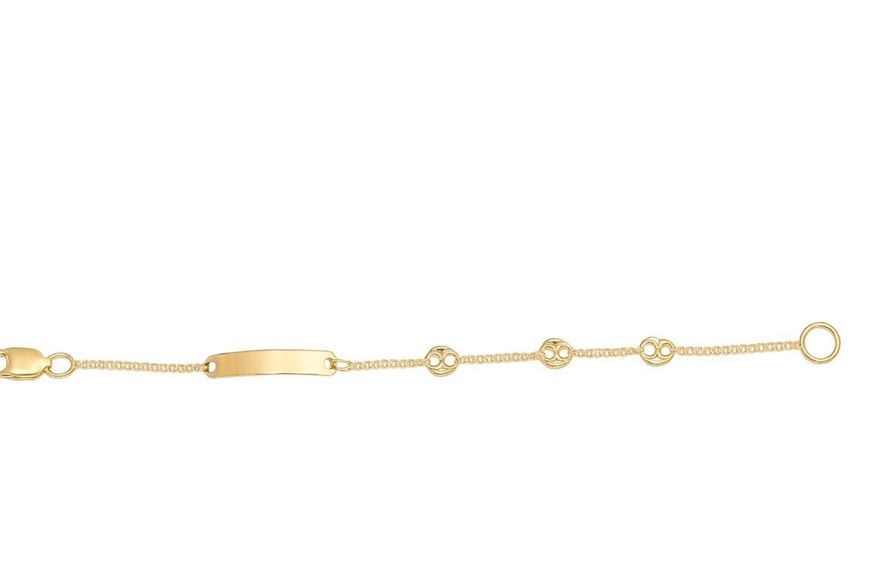 Foto de Pulsera esclava de bebé oro amarillo 18kt con placa y eslabones calabrote