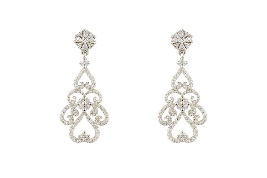 Foto de Pendientes de filigrana en oro blanco 18kt y circonitas blancas