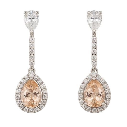 Foto de Pendientes de oro blanco 18kt con topacios naranjas y circonitas blancas