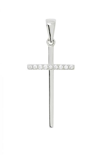 Picture of Cruz de oro blanco 18kt y circonitas blancas