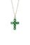 Picture of Cruz de oro blanco 18kt y circonitas verde esmeralda
