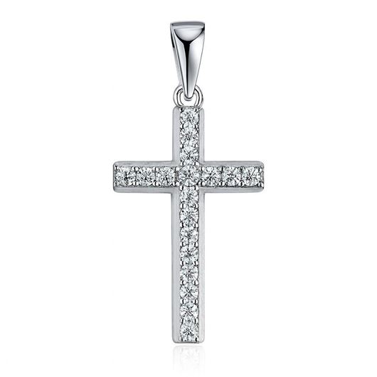 Foto de Cruz de oro blanco 18kt y circonitas blancas