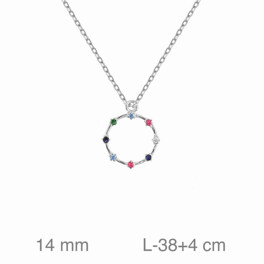 Foto de Gargantilla de plata baño rodio circulo con circonitas de colores 