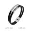Foto de Pulsera acero y cuero negro con placa