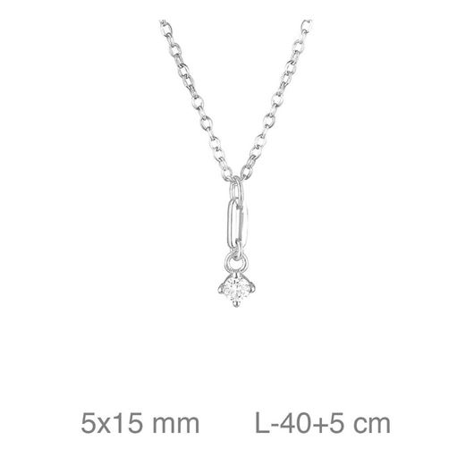 Foto de Gargantilla plata baño rodio colgante circonita 4 garras