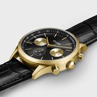 Picture of Reloj Cluse multifunción Anthéor de piel, color negro y dorado