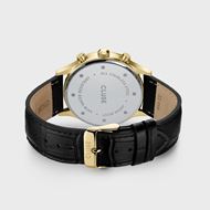 Picture of Reloj Cluse multifunción Anthéor de piel, color negro y dorado