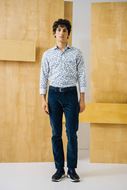 Foto de Pantalón largo de pana azul marino para hombre
