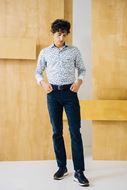 Foto de Pantalón largo de pana azul marino para hombre