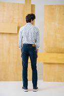 Foto de Pantalón largo de pana azul marino para hombre