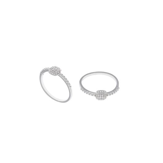 Picture of Sortija plata rodio barras cuadrado circonitas blancas
