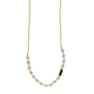 Foto de Collar plata chapado dorado malaquita tubo perlas