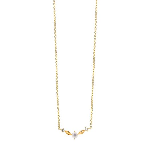 Foto de Collar plata chapado dorado  perla boton