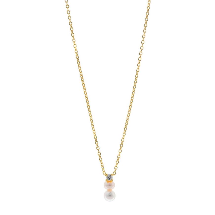 Foto de Collar plata chapado dorado circonita blanca brillante
