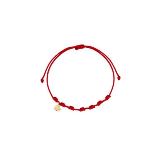 Foto de Pulsera 7 nudos nylon rojo Corazón mini en oro amarillo 18kt