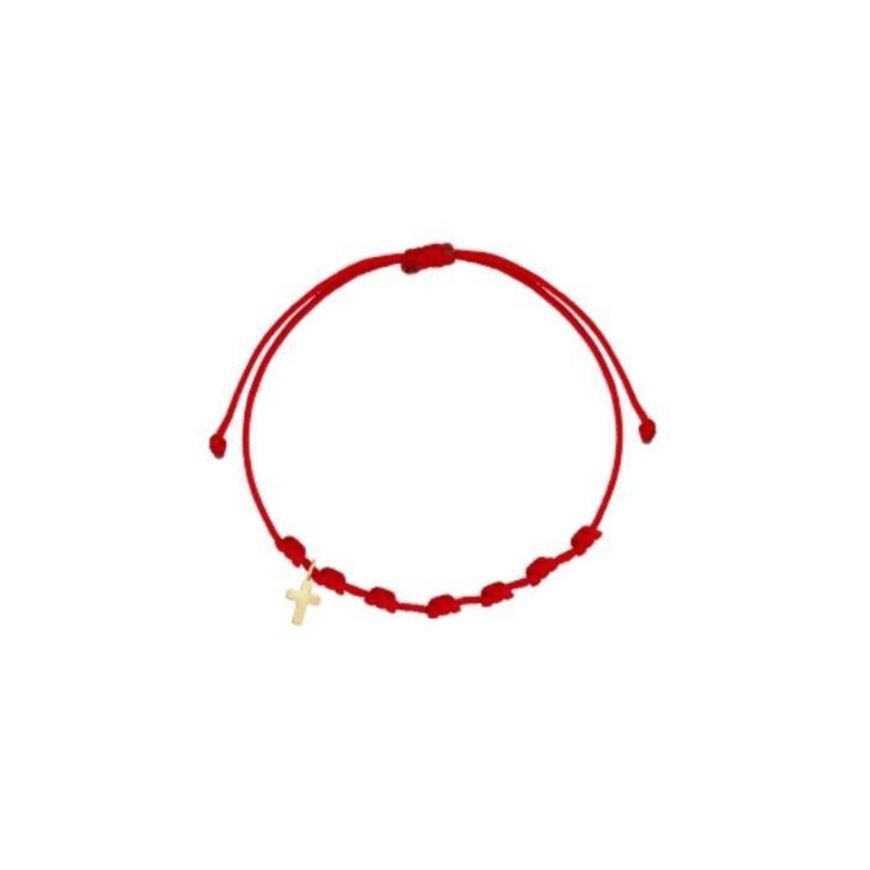 Foto de Pulsera 7 nudos Cruz mini nylon en oro amarillo 18kt