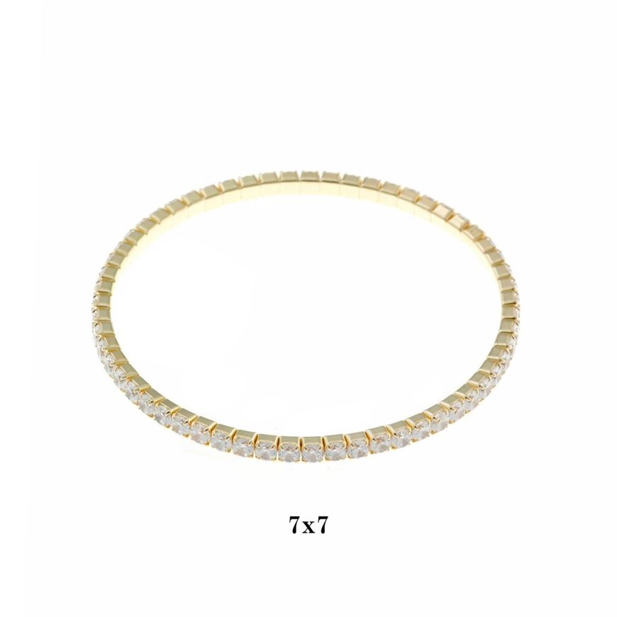 Foto de Pulsera plata chapado dorado circonitas blancas brillantes