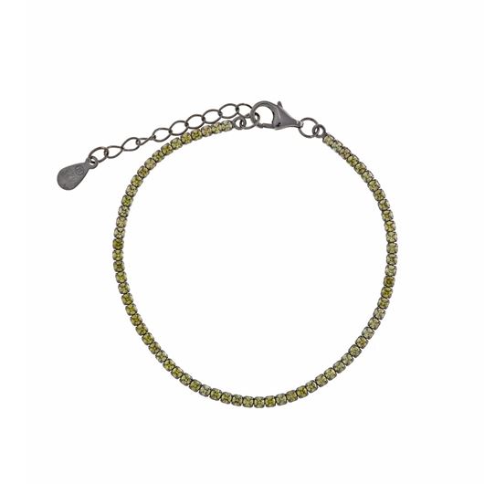 Foto de Pulsera plata chapado rutenio circonitas brillantes peridoto