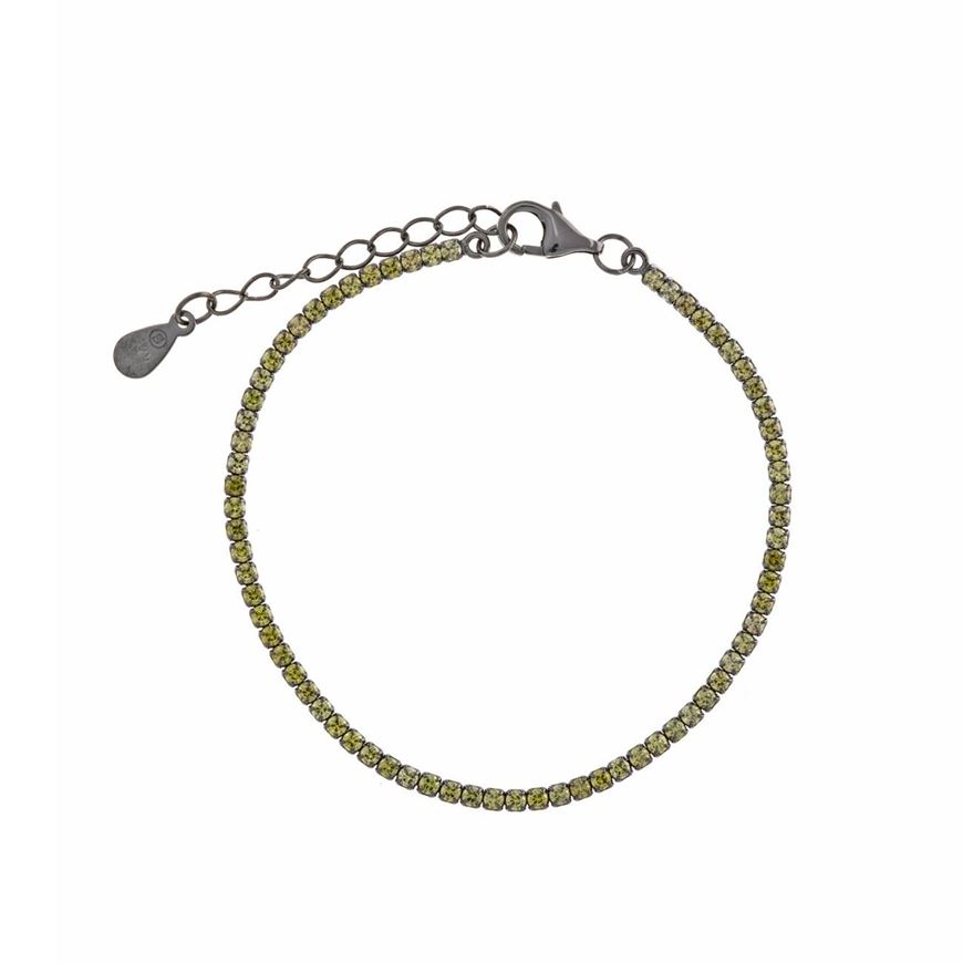 Foto de Pulsera plata chapado rutenio circonitas brillantes peridoto