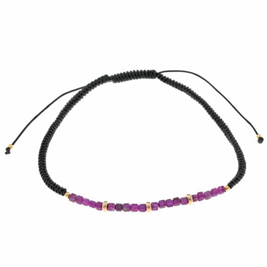 Foto de Pulsera plata chapado dorado rubi bolitas facetadas