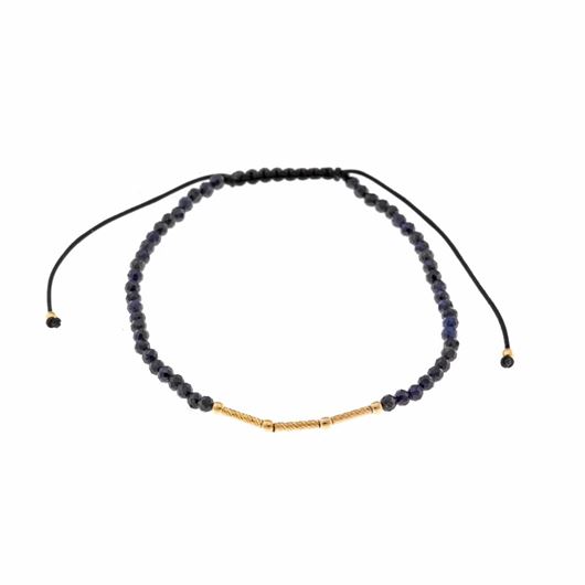 Foto de Pulsera plata chapado dorado  zafiro bolitas