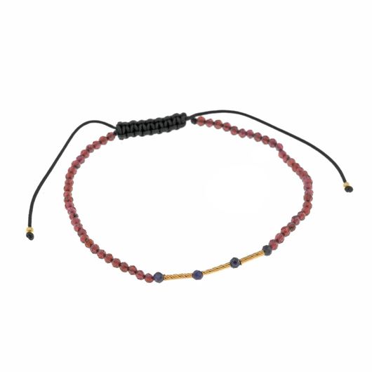 Foto de Pulsera plata chapado dorado garnet y zafiro
