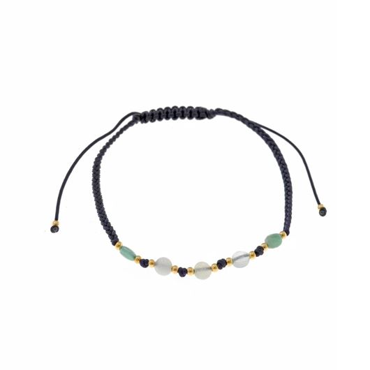 Foto de Pulsera plata chapado dorado cridoprasa ovalos bolitas