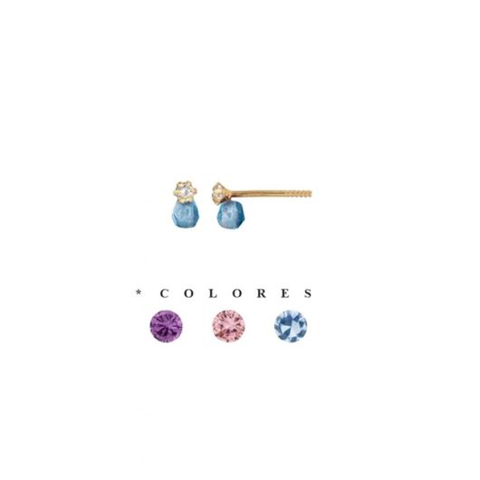 Foto de Pendientes dormilones en oro amarillo 18kt y circonitas azules