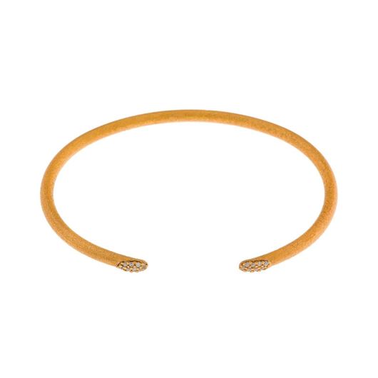 Foto de Pulsera caña plata chapado dorado circonitas blancas