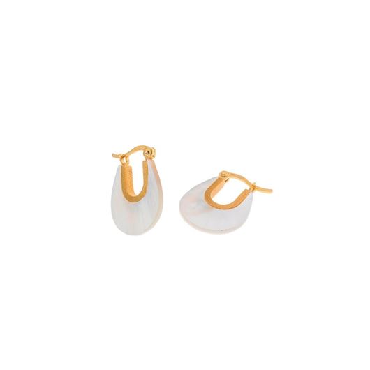Foto de Pendientes plata chapado dorado mate ovalo madre