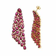 Picture of Pendientes Silken Code de plata chapada en oro con circonitas rojas