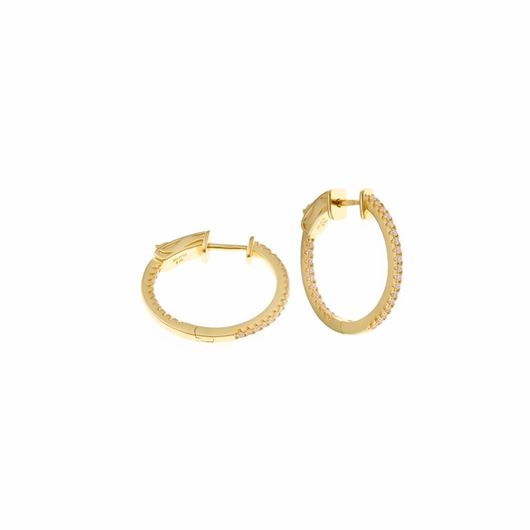 Foto de Pendientes plata chapado dorado aro circonitas blancas