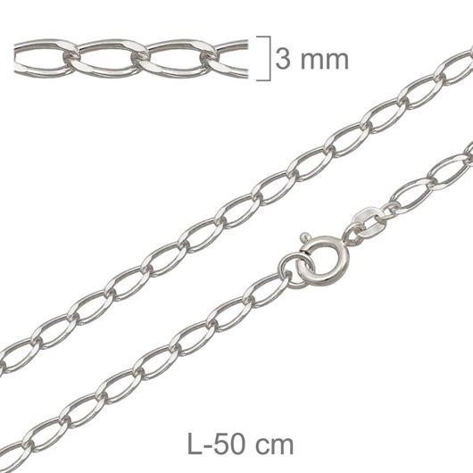 Foto de Cadena plata bilbao 3mm x 50cm