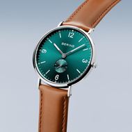 Picture of Reloj Bering acero esfera verde y correa piel marrón 40mm