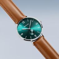 Picture of Reloj Bering acero esfera verde y correa piel marrón 40mm