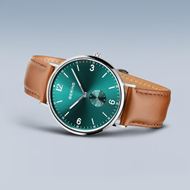 Picture of Reloj Bering acero esfera verde y correa piel marrón 40mm