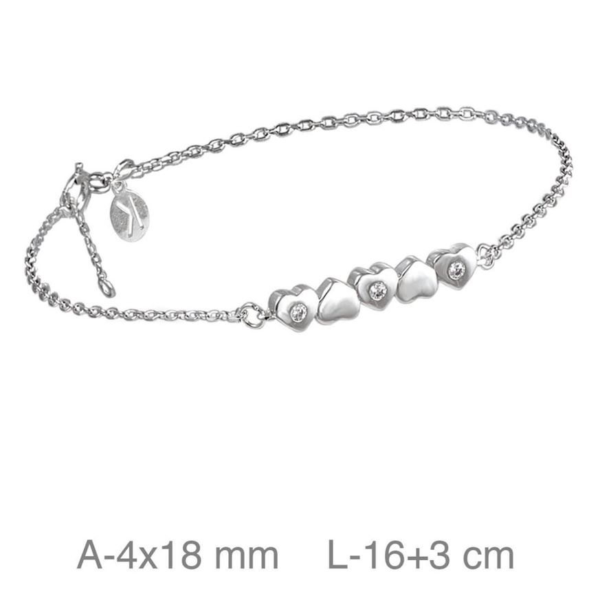 Foto de Pulsera plata corazones circonitas