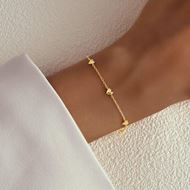 Foto de Pulsera plata baño oro corazones