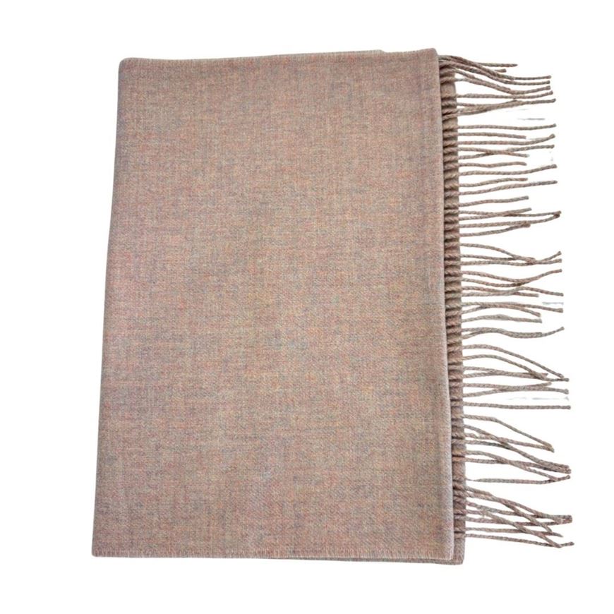 Foto de Bufanda rosa empolvado jaspeado con flecos 30x180cm