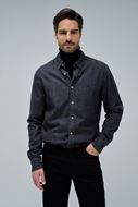 Foto de Camisa vaquera negra de algodón con corte regular y cuello clásico