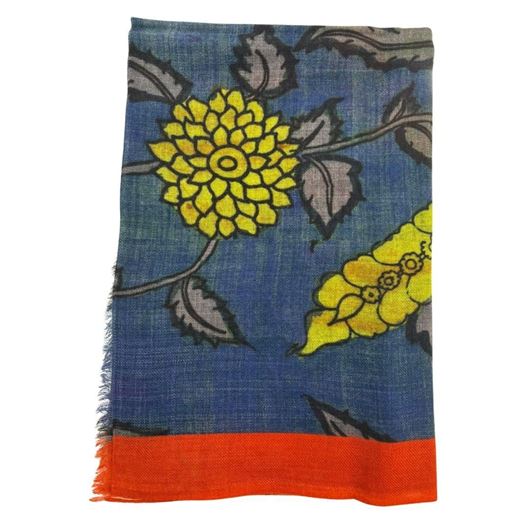 Foto de Foulard de lana 100 % estampado flor multicolor 70x200cm