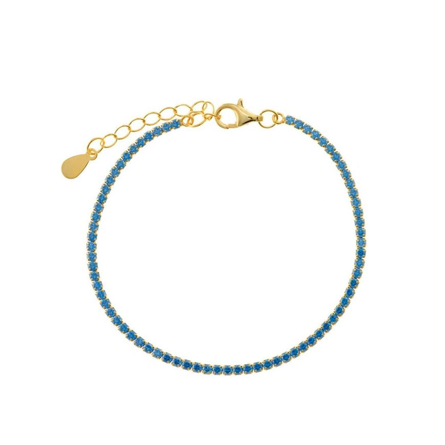 Foto de Pulsera Blink riviere de plata baño oro con circonitas azul claro